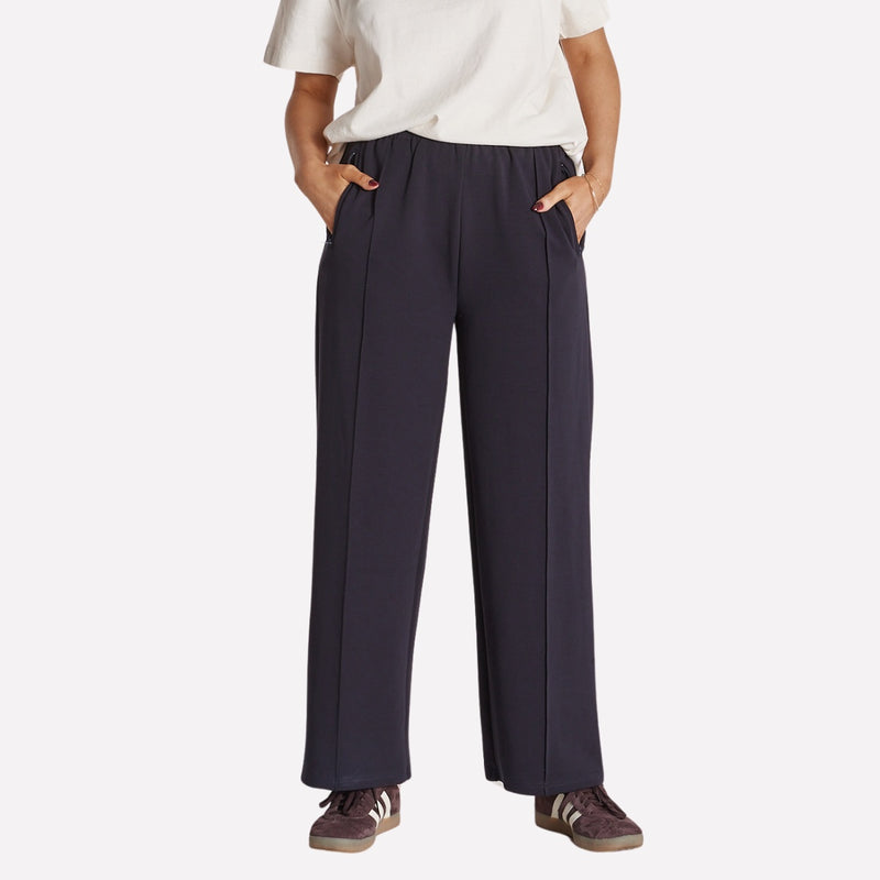 Our Noah Pants have an elastic waist, straight leg and side pockets