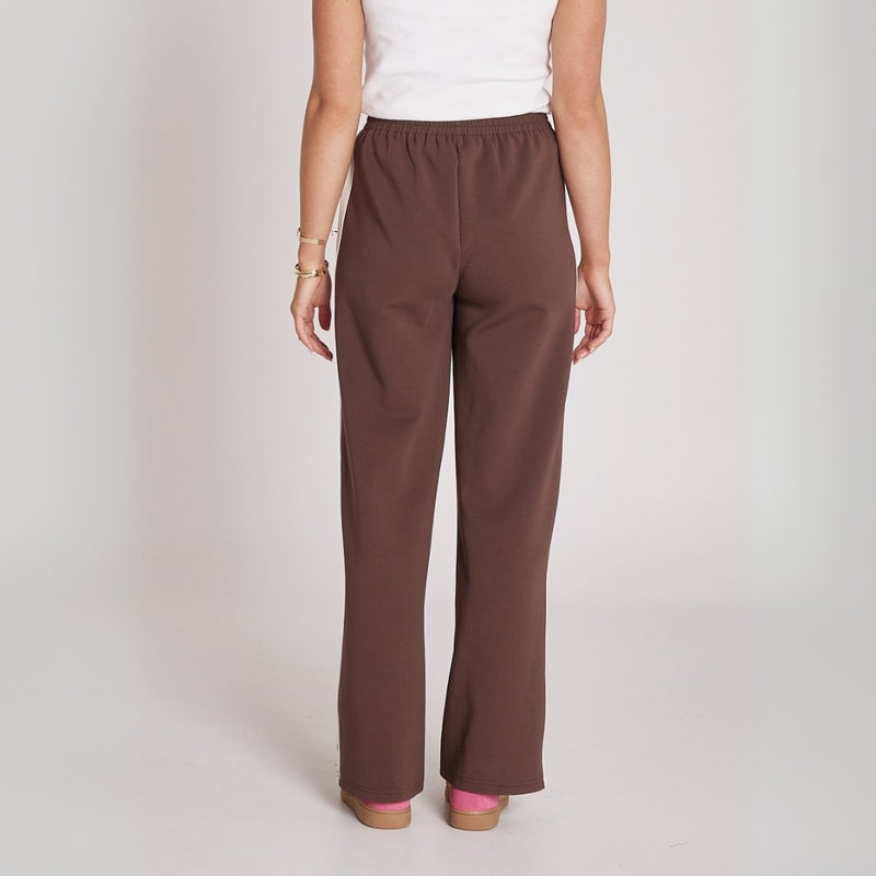 Noah Wide Leg Pants (Chocolate/Cream Stripe)