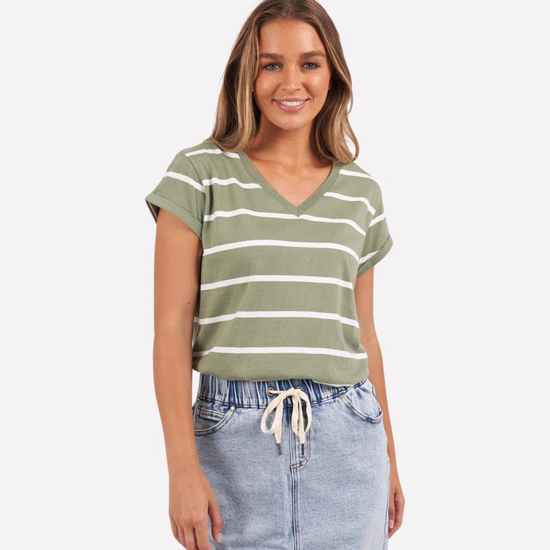 Foxwood Manly Stripe V Tee (Light Green)