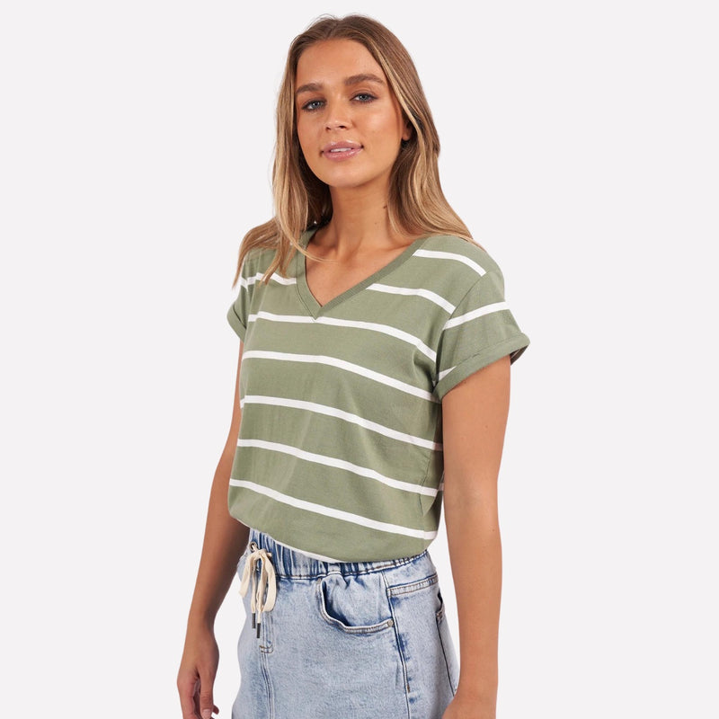 Foxwood Manly Stripe V Tee (Light Green)