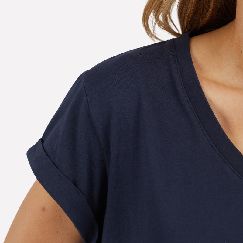 Close up of the ribbed neckline