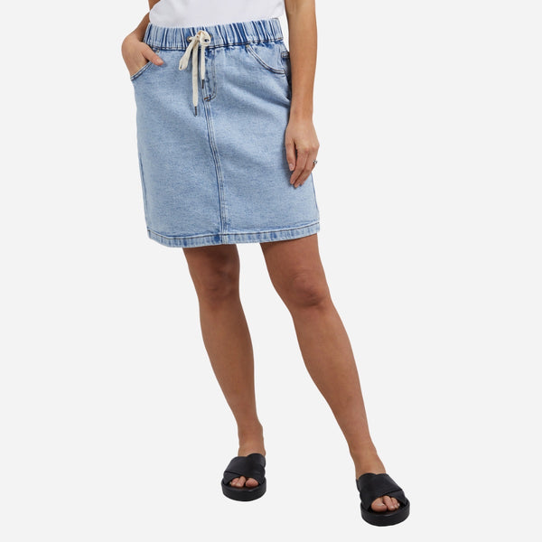 Our Foxwood Rio Denim Skirt is available in a light wash