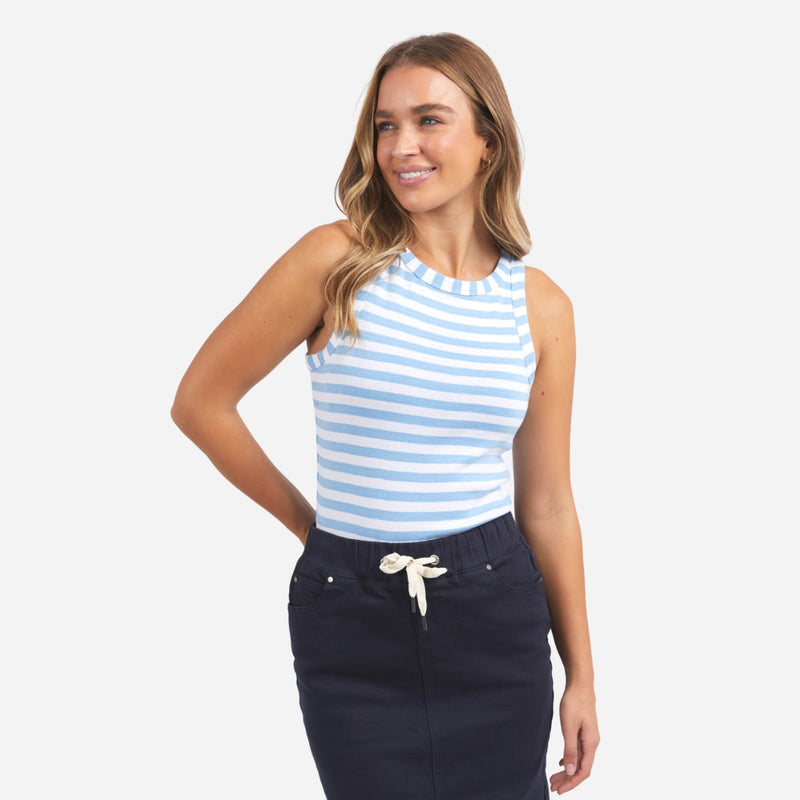 Foxwood Ruth Stripe Tank (Bluebell/White)