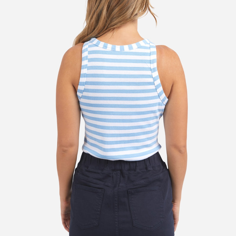 Foxwood Ruth Stripe Tank (Bluebell/White)