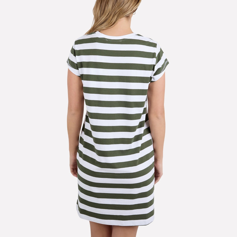 Foxwood Signature Stripe Tee Dress (Khaki)