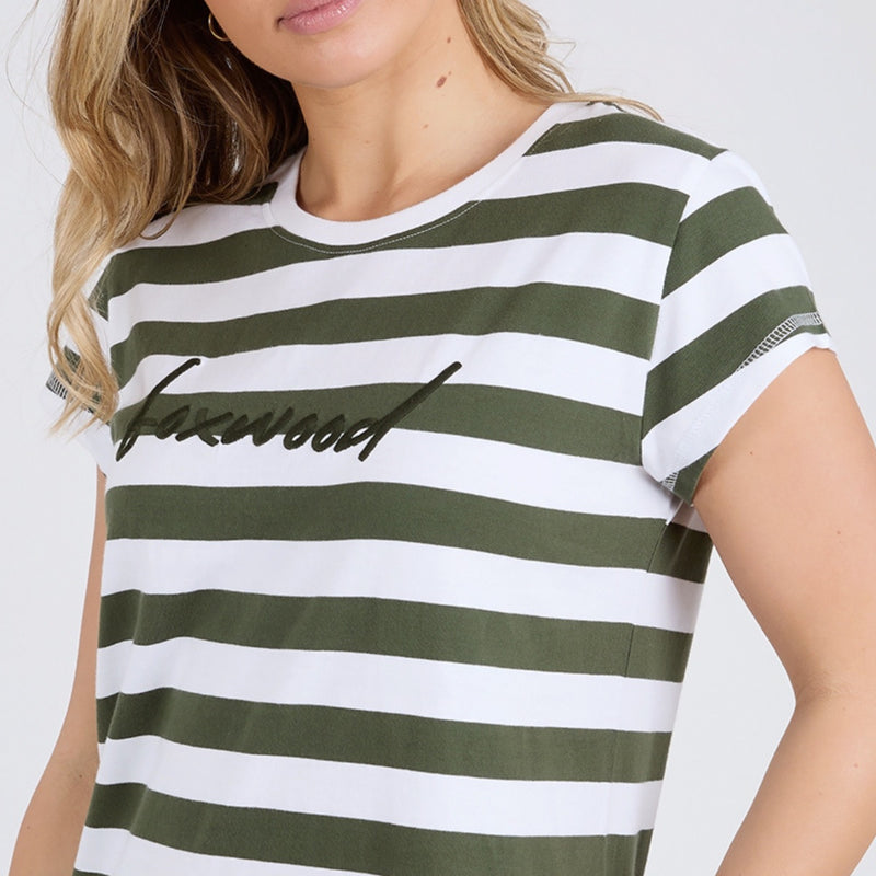 Foxwood Signature Stripe Tee Dress (Khaki)