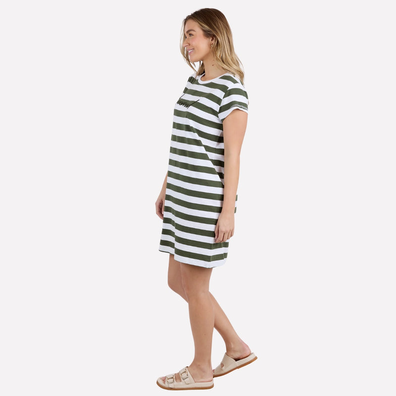 Foxwood Signature Stripe Tee Dress (Khaki)