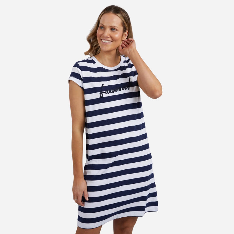 Foxwood Signature Stripe Tee Dress (Navy)