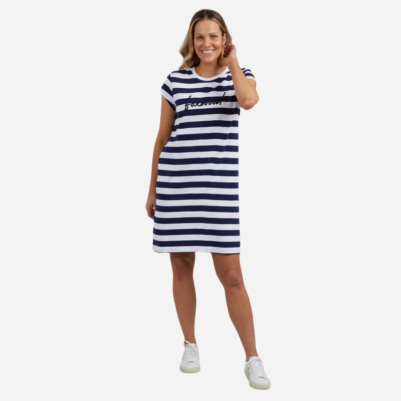 Foxwood Signature Stripe Tee Dress (Navy)