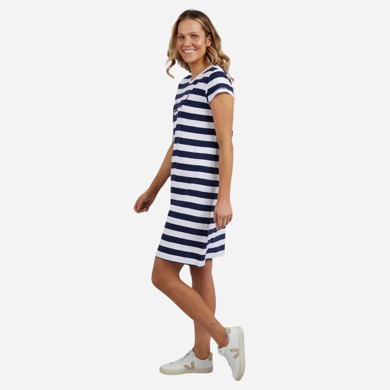 Foxwood Signature Stripe Tee Dress (Navy)