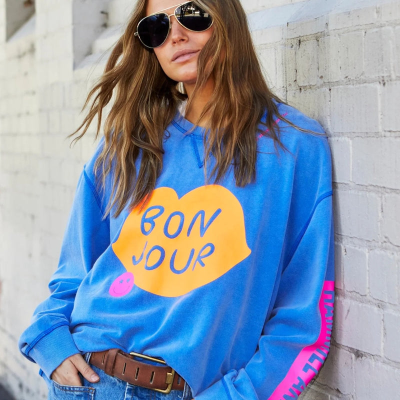 The jumper has a drop shoulder, round neckline, long sleeves and Hammill & Co logo down the left sleeve.