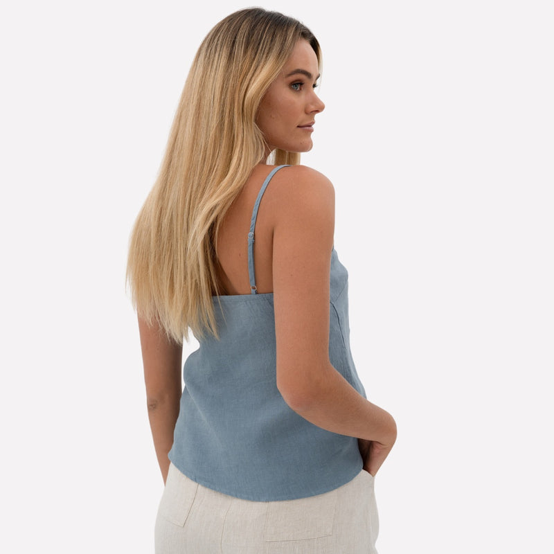 Back of the top (inspo pic in a blue colour) with thin adjustable straps
