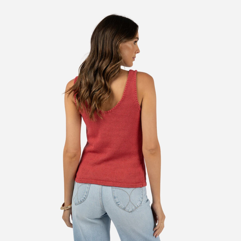 Back view of the knit top - it has a scoop neckline.