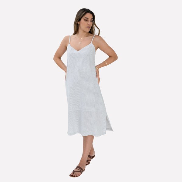 Marina Slip Dress (Navy Stripe)