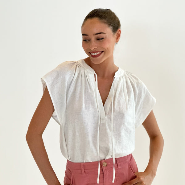 Catalina Linen Top (White)