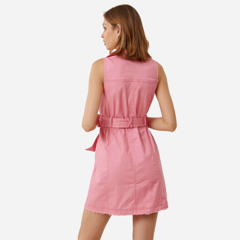 Ashlynn Denim Dress (Dark Pink)