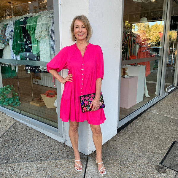 Blake Button Dress (Pink)