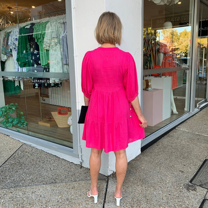 Blake Button Dress (Pink)