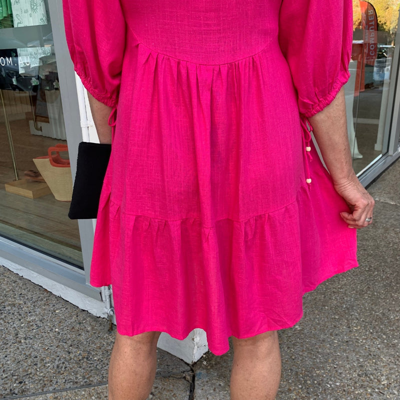 Blake Button Dress (Pink)
