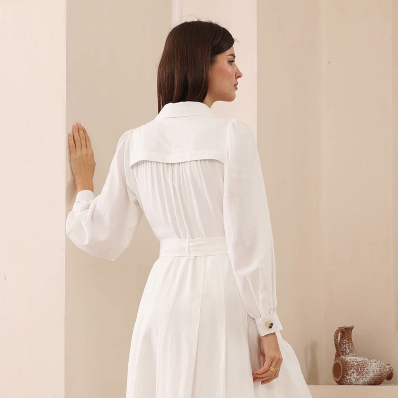 Upper back view of the dress - it has a fold over panel on the upper back.