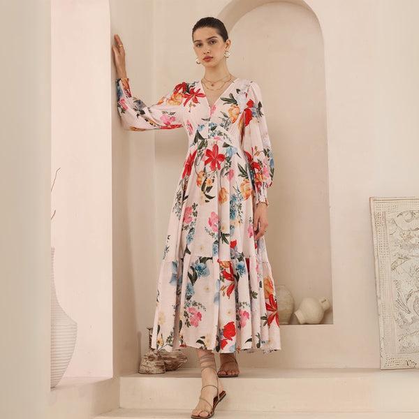 Jenae Maxi Dress with a multi-coloured floral print.