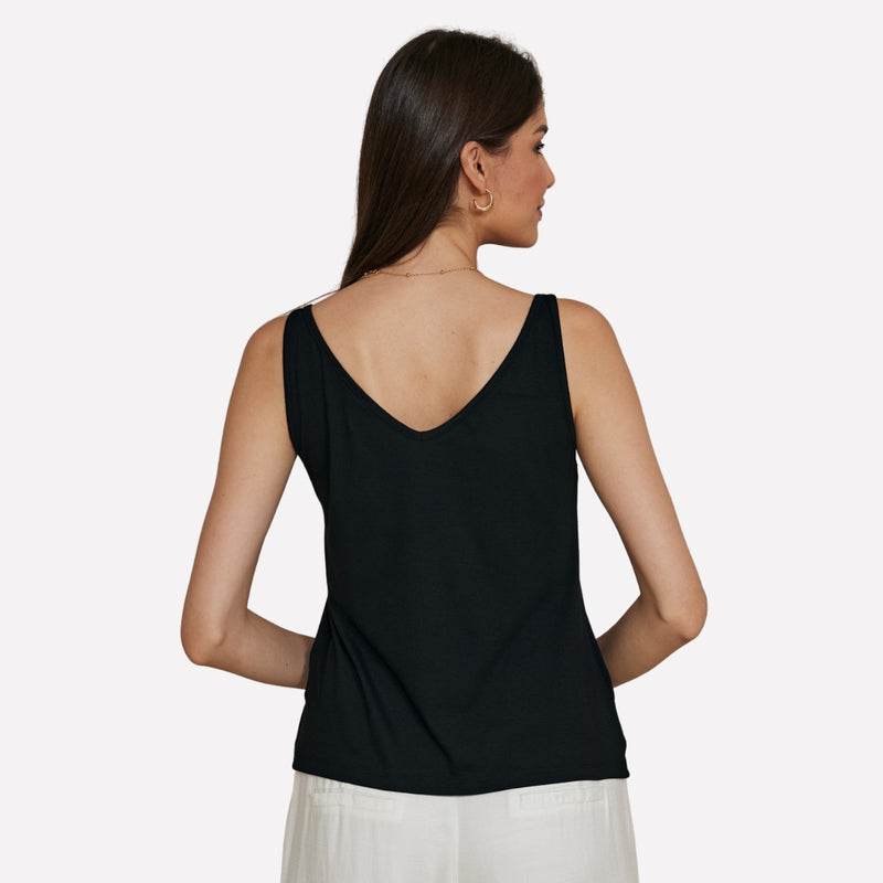 Back of the top which has a V neckline