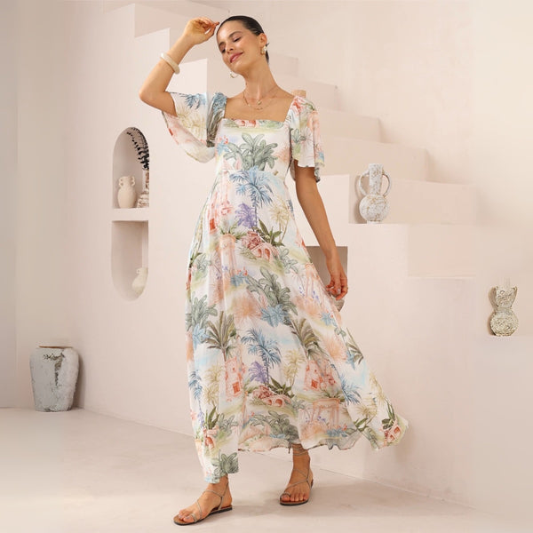 Katia Maxi Dress (Green Palm)