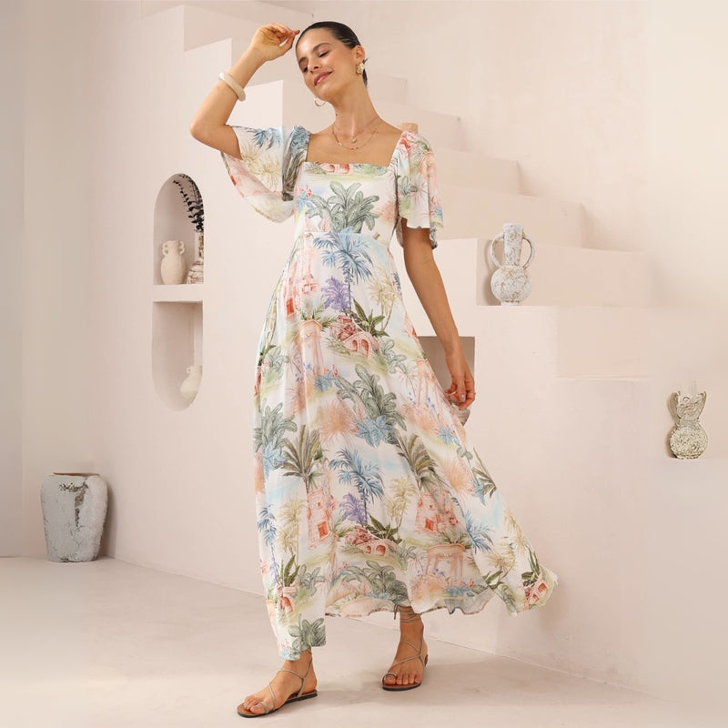 Katia Maxi Dress (Green Palm)