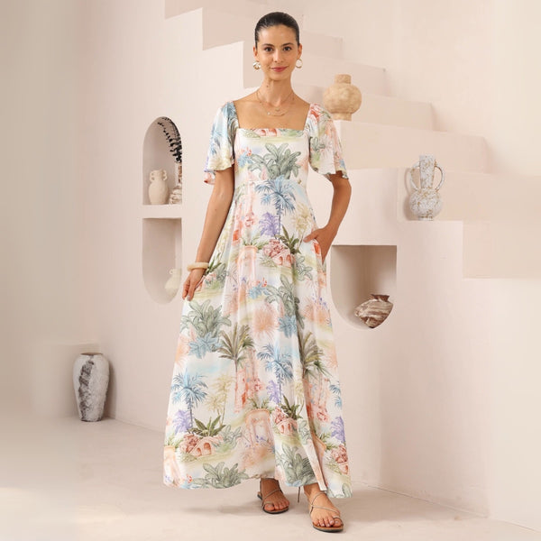 Katia Maxi Dress (Green Palm)