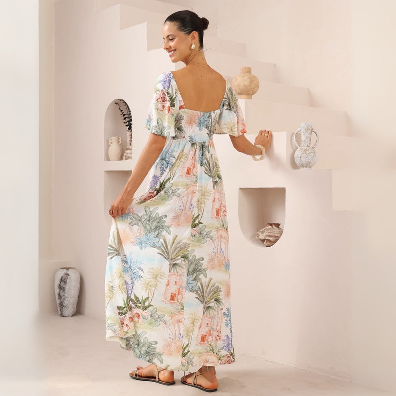 Katia Maxi Dress (Green Palm)