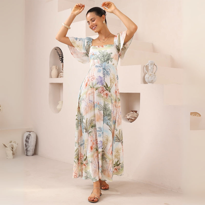 Katia Maxi Dress (Green Palm)
