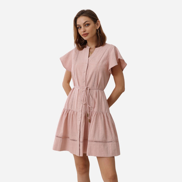 Our Matilda Dress is available in a lovely dusty pink colour.