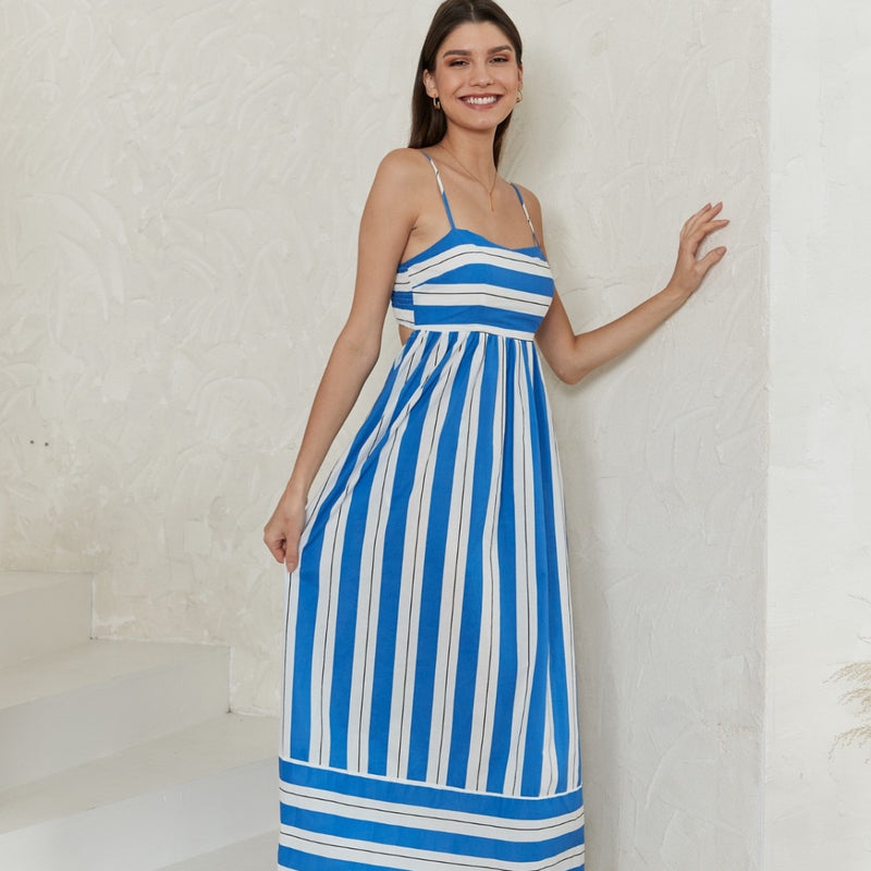 Sabrina Maxi Dress (Blue/White)