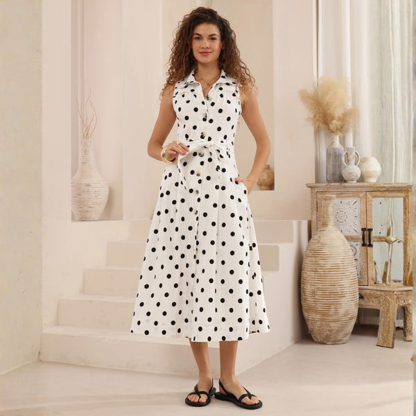 Sheridan Midi Dress (Black Spots)