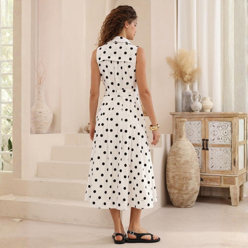 Sheridan Midi Dress (Black Spots)