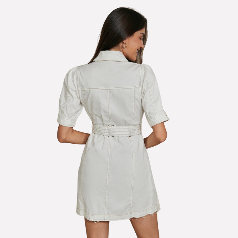 Zenaida Denim Dress (White)