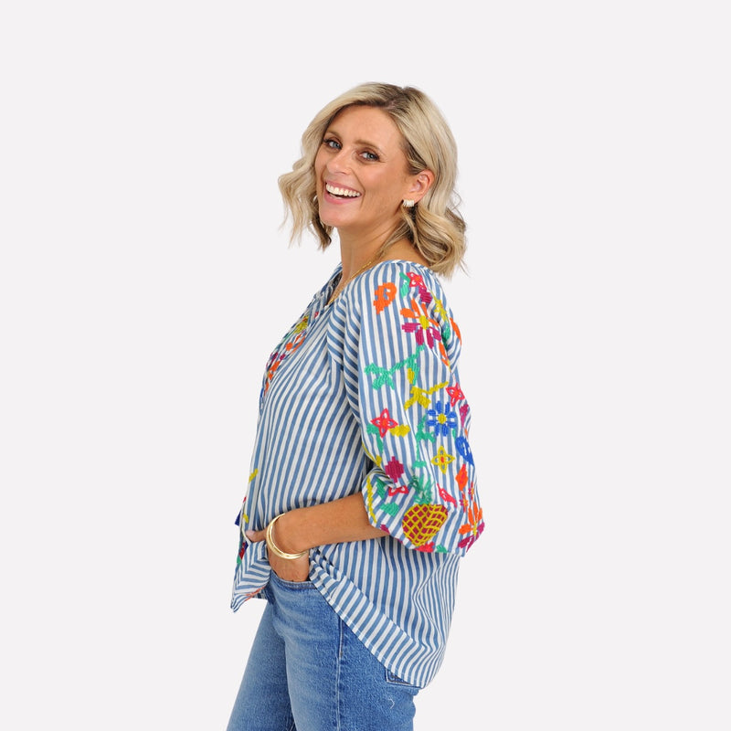 Side view of the stripe top