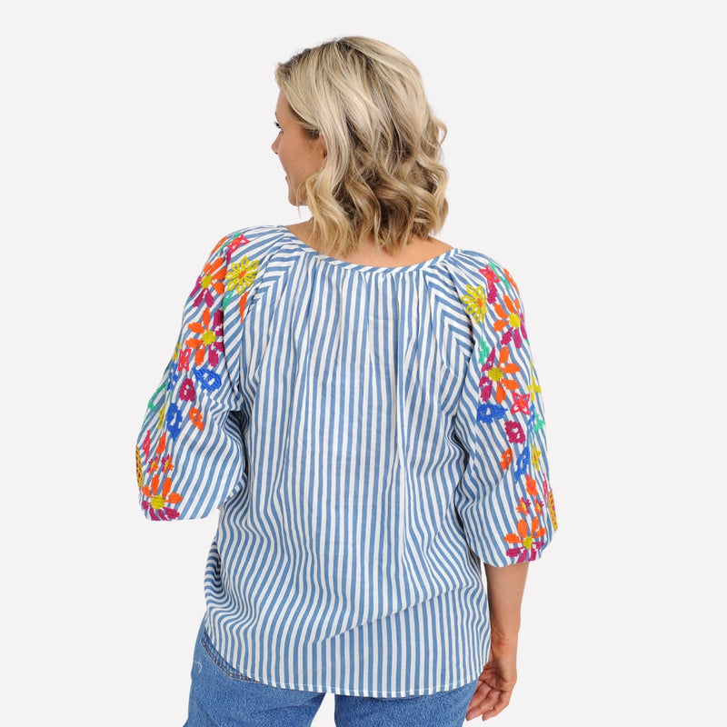Birdie Stripe Top (Blue)