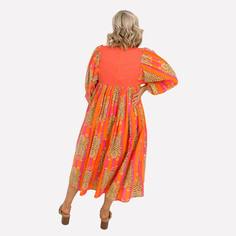 Jianna Tiger Dress (Orange)