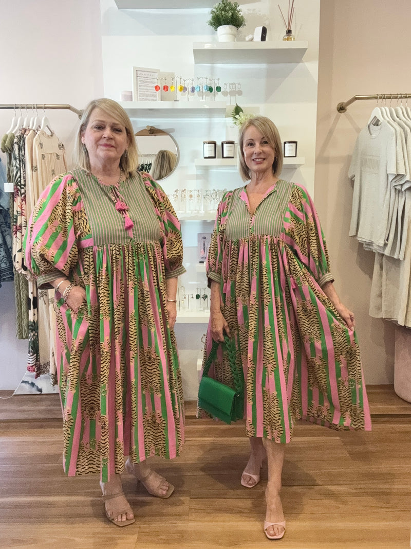 Instore pic - Jill (left) wearing Size L and Tanya (right) wearing Size S.