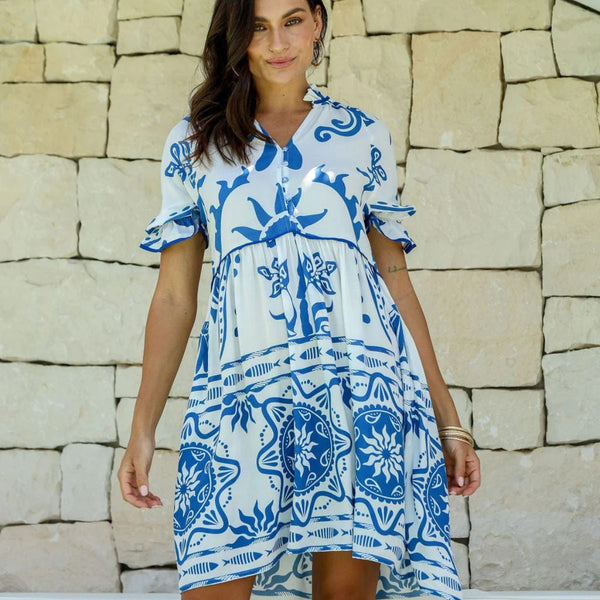 Brooklynn Dress (Blue/White)