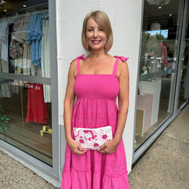 Katiya Tie Midi Dress (Pink)