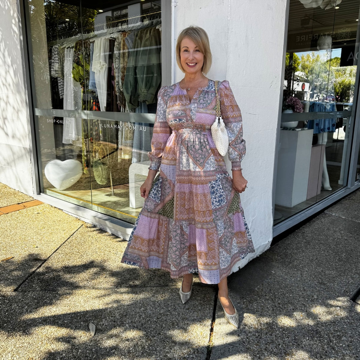 Kachel Kirsten Patchwork Midi Dress  LUNAMAY