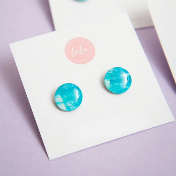 Turquoise round stud earrings - Spot On Earrings with a stud back closure.