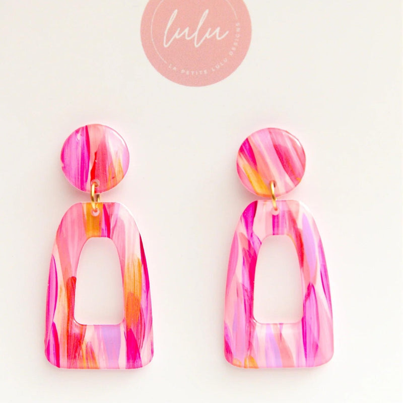 Arch Dangle Earrings in Bubblegum Army by La Petite Lulu Designs
