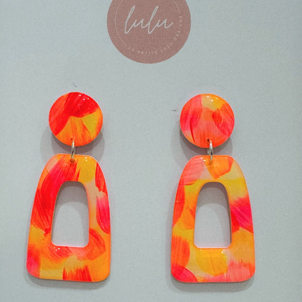Arch Dangle Resin Earrings in neon dreams