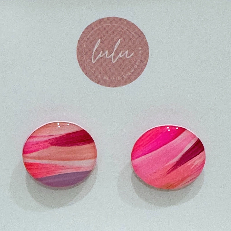 Round Stud Earrings (Bubble Gum Army)