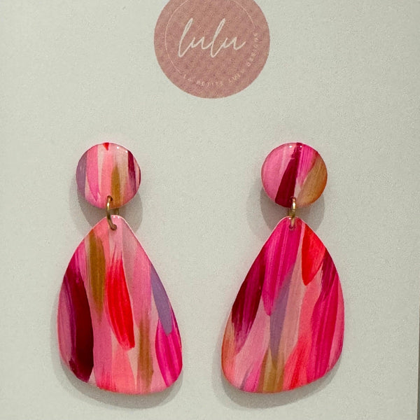 Teardrop Dangle Resin Earrings in Bubble Gum Army