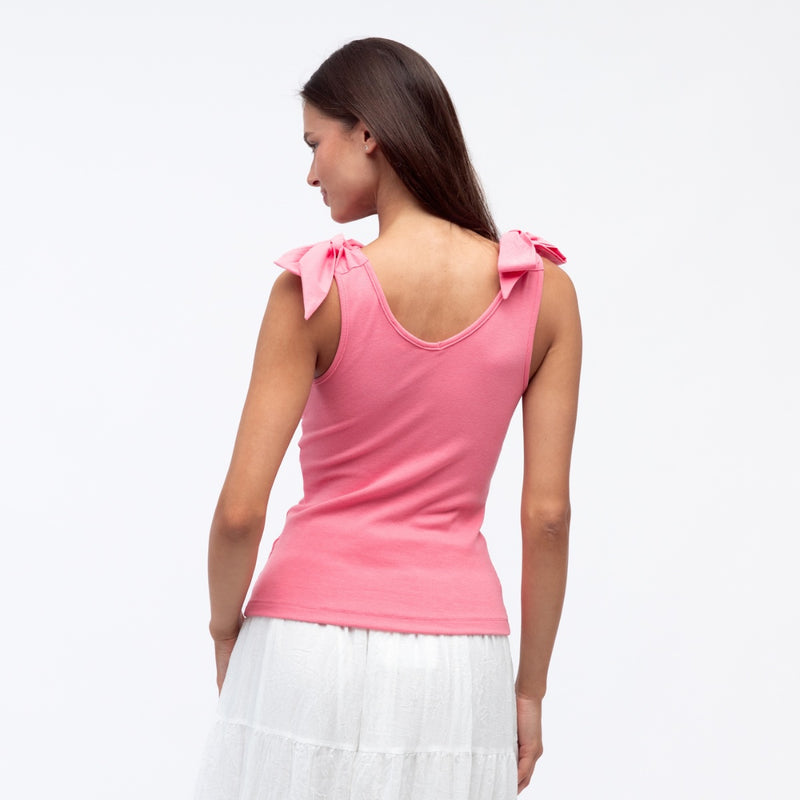 Back view of the singlet top - it has a deep scoop neckline at the back too.