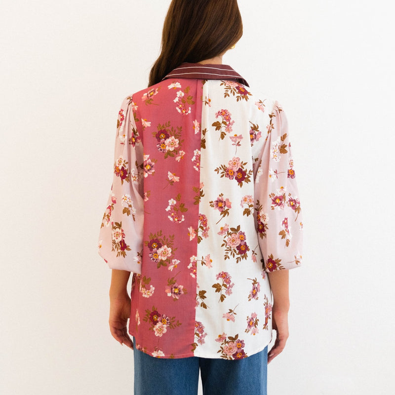Back view of the shirt and the patchwork print.